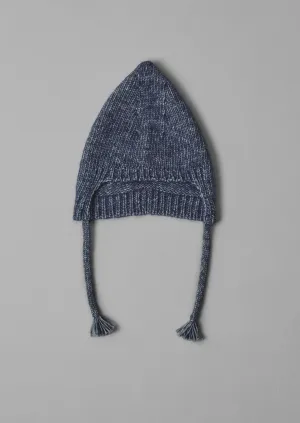 Alpaca Cotton Tassel Knit Hat | Graphite Blue
