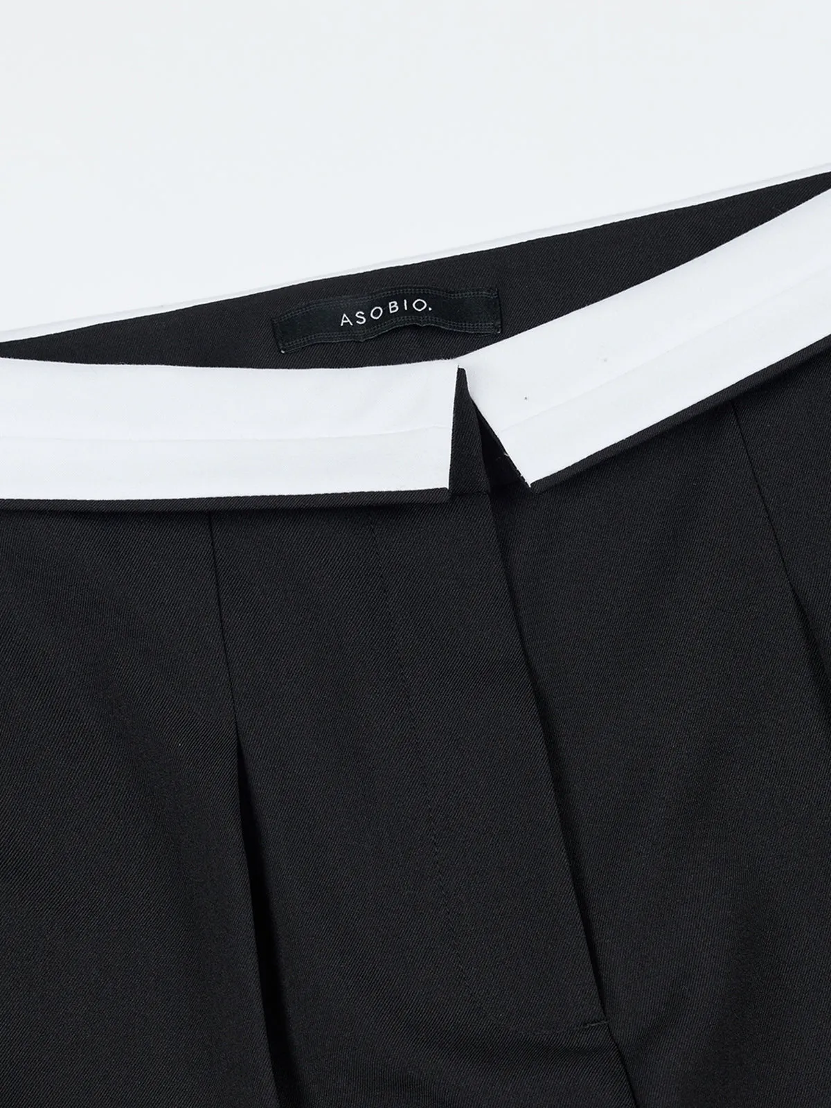 ASOBIO Mid-Rise Pleated Fold-Over Waistband Trousers