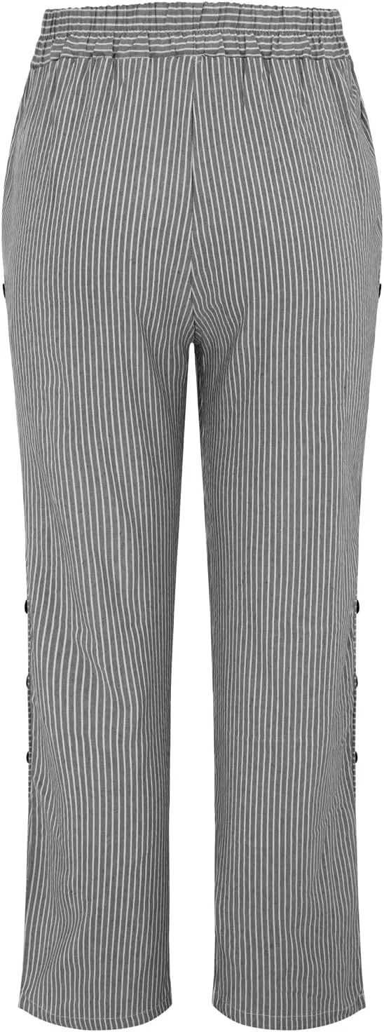 Baggy Harem Elastic Waist Palazzo Waist Side Back Four Pockets 9/10 Pants Drawstring Loose Fit Summer Pants Trousers