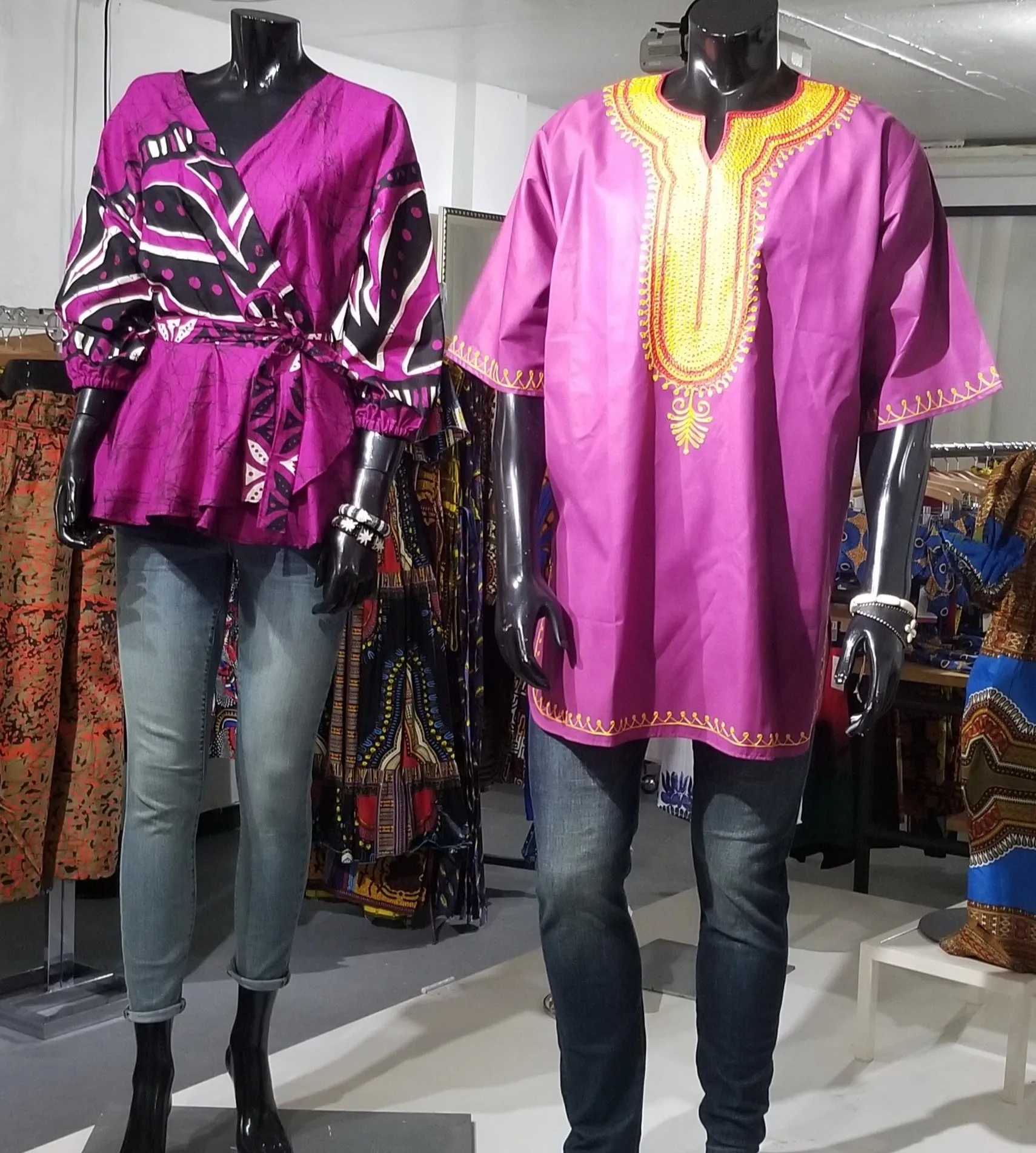 Batik Peplum Kimono Top - Dark Magenta