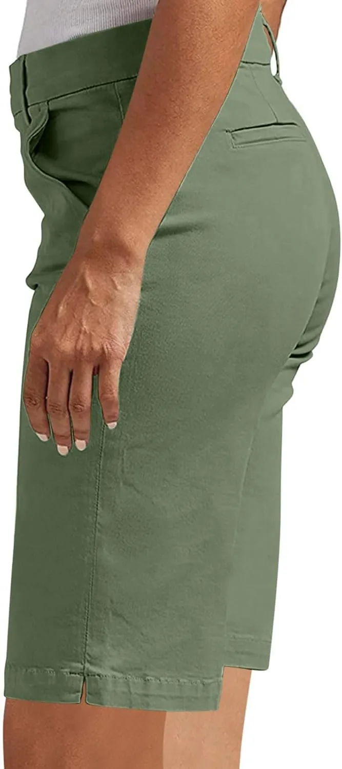 Bermuda Shorts for Women Trendy 2025 Casual Summer High Waisted with Pockets Chino Short Straight Vacation Outfits