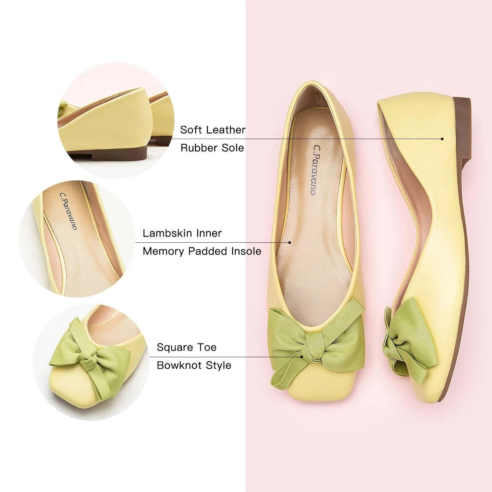 Bow Ballerina Flats (Eva) Yellow
