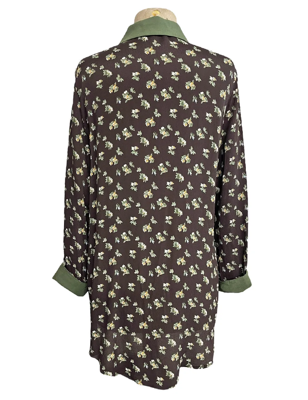 Brown Autumn Floral Long Sleeve Peter Pan Collar Blouse