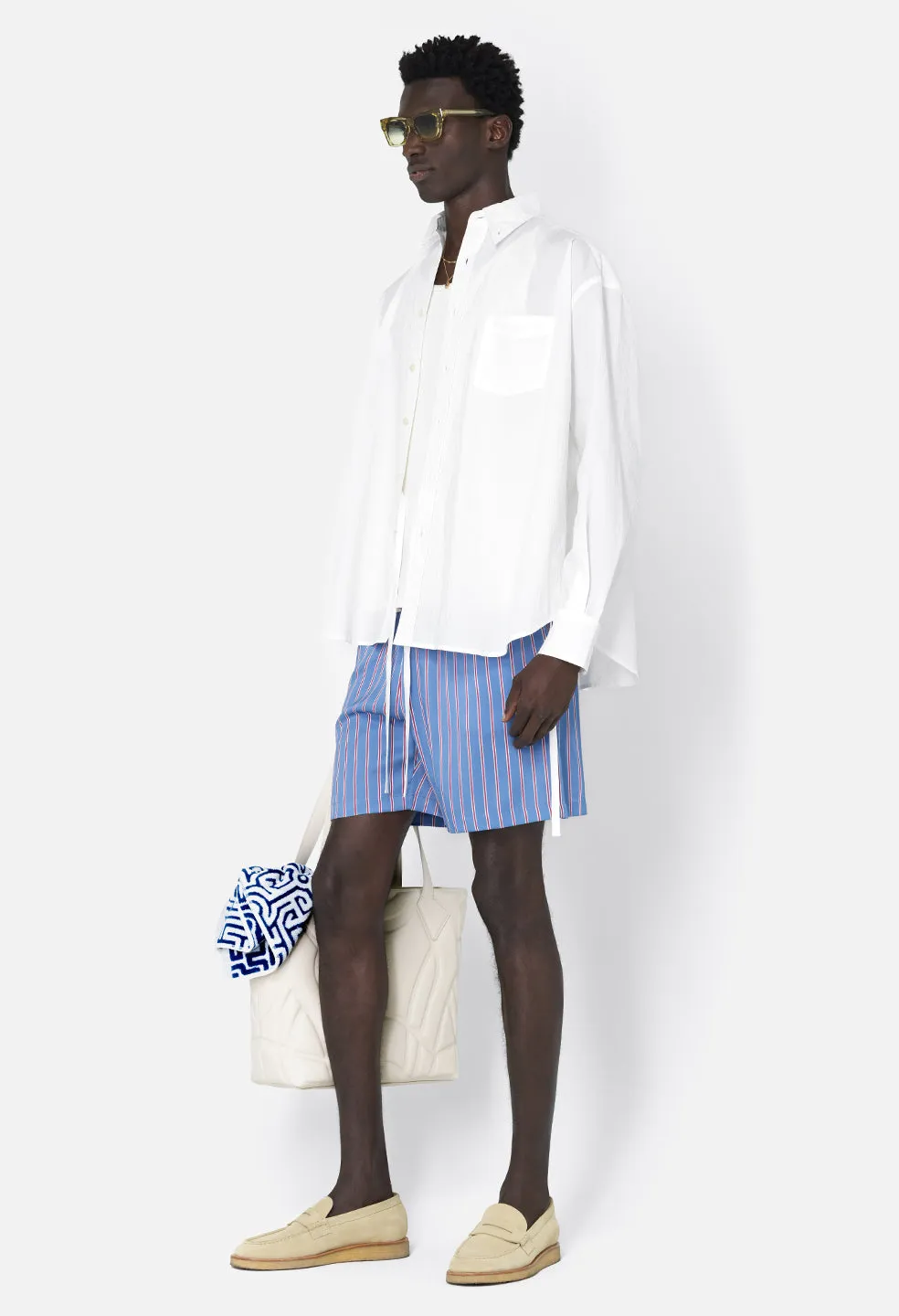 Brushed Silk Shorts / Blue x Burgundy