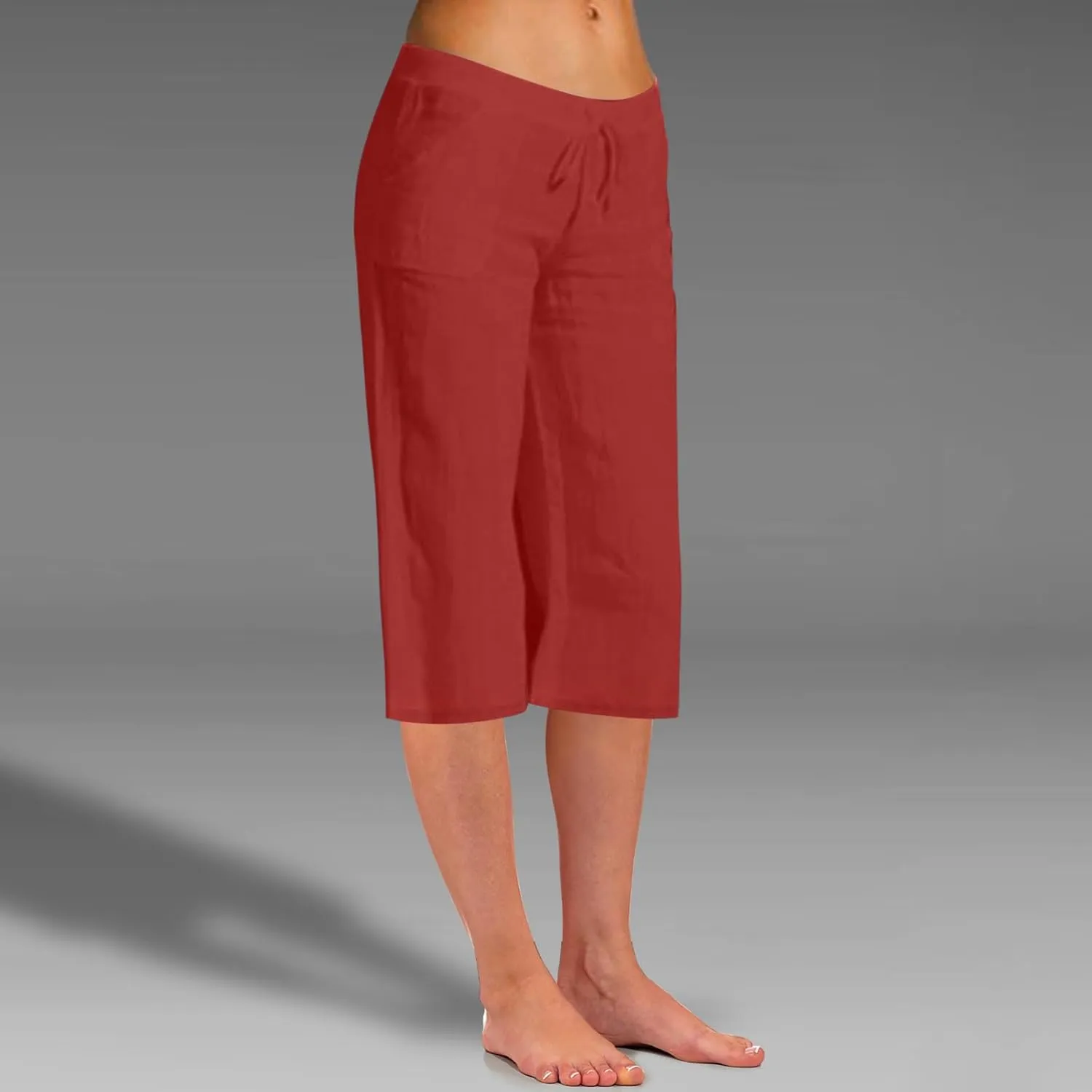 Ceboyel Womens Capris Casual Summer 2023 Yoga Cropped Pants High Waist 3/4 Length Causal Lounge Trousers Boho Beach Outfits