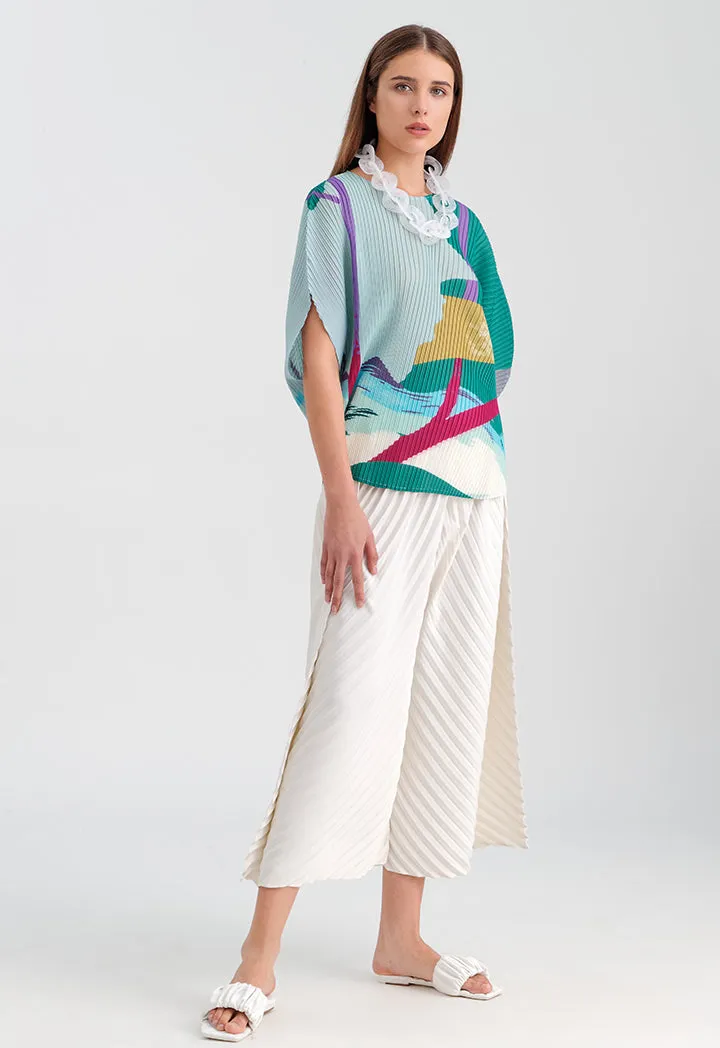 Choice Accordion Pleated Solid Culottes Cream