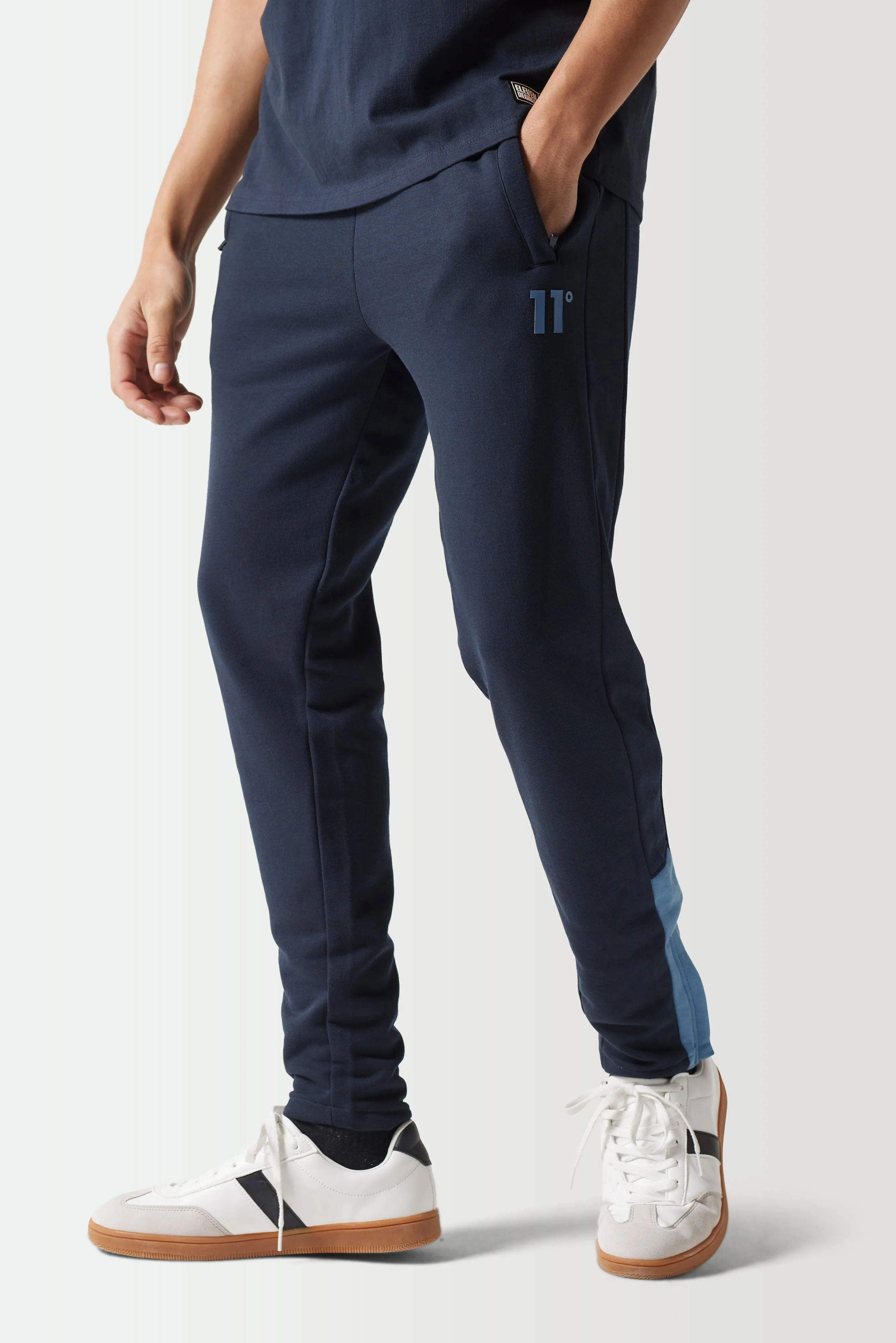 Colour Block Slim Fit Joggers - Navy / Elemental Blue