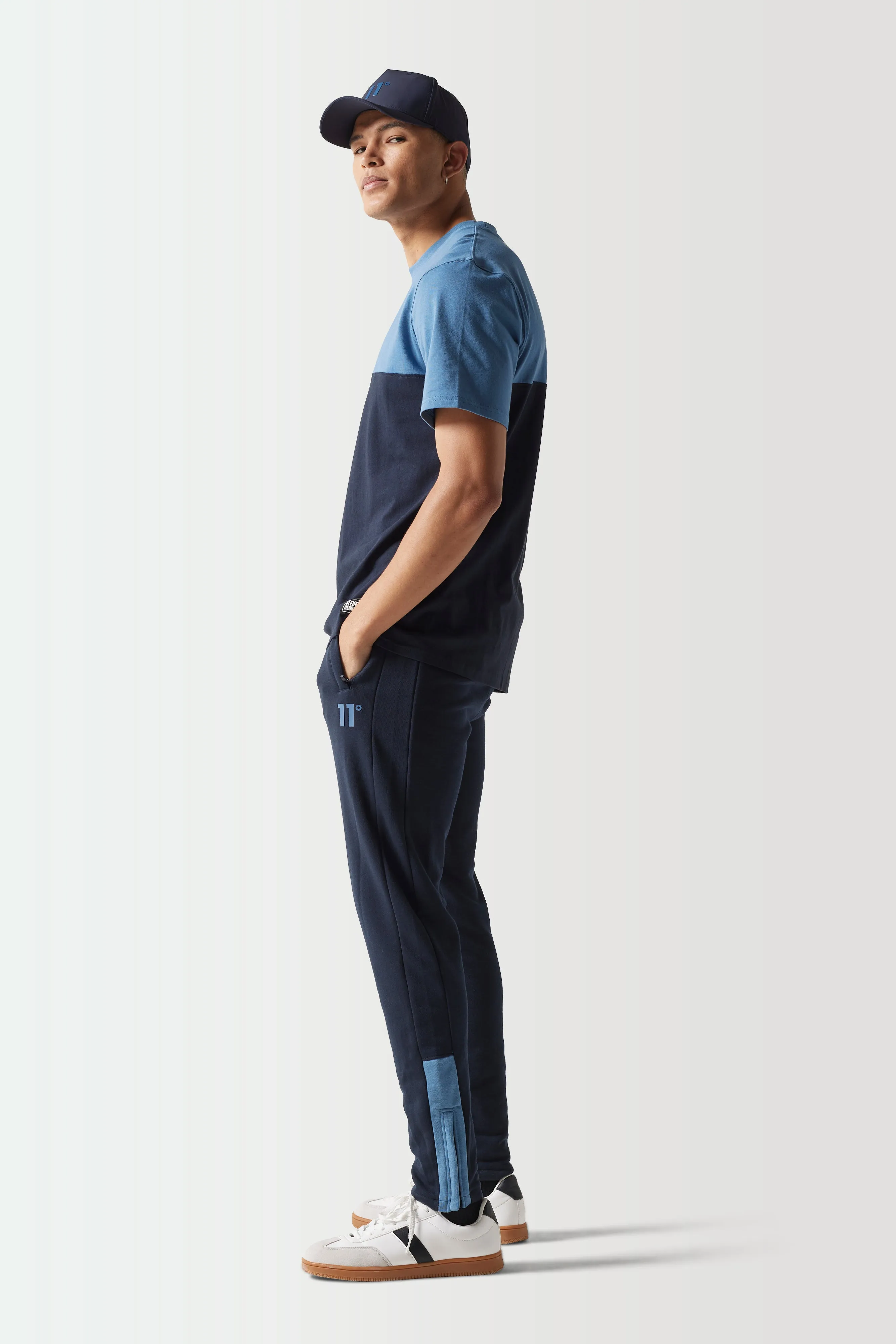 Colour Block Slim Fit Joggers - Navy / Elemental Blue