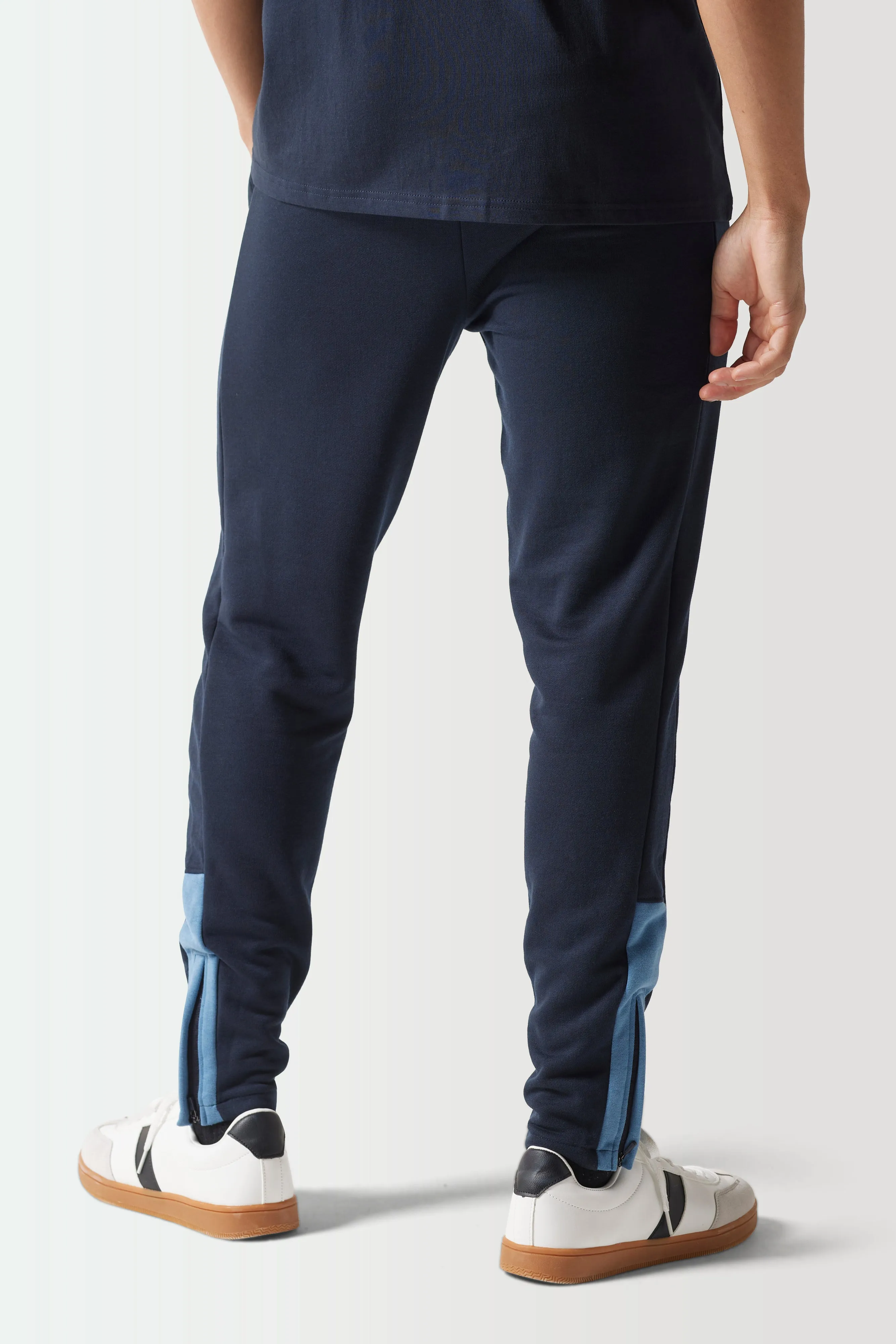 Colour Block Slim Fit Joggers - Navy / Elemental Blue