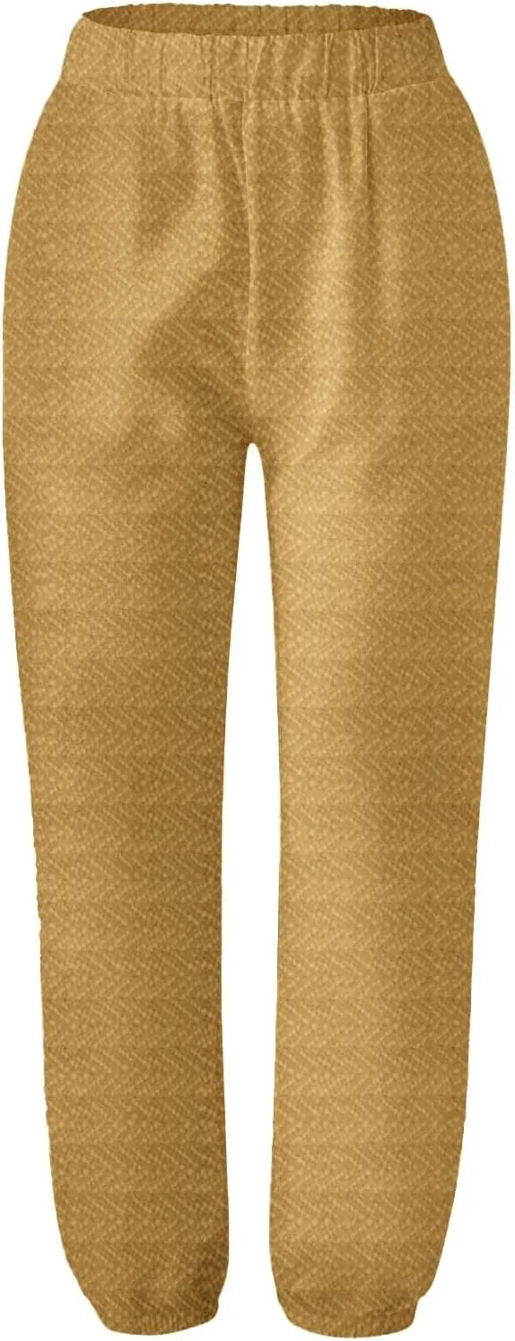Cropped Linen Pants for Women Straight Leg Elastic Waist Capris Stripe Print Beach Summer Casual Pants with Pockets