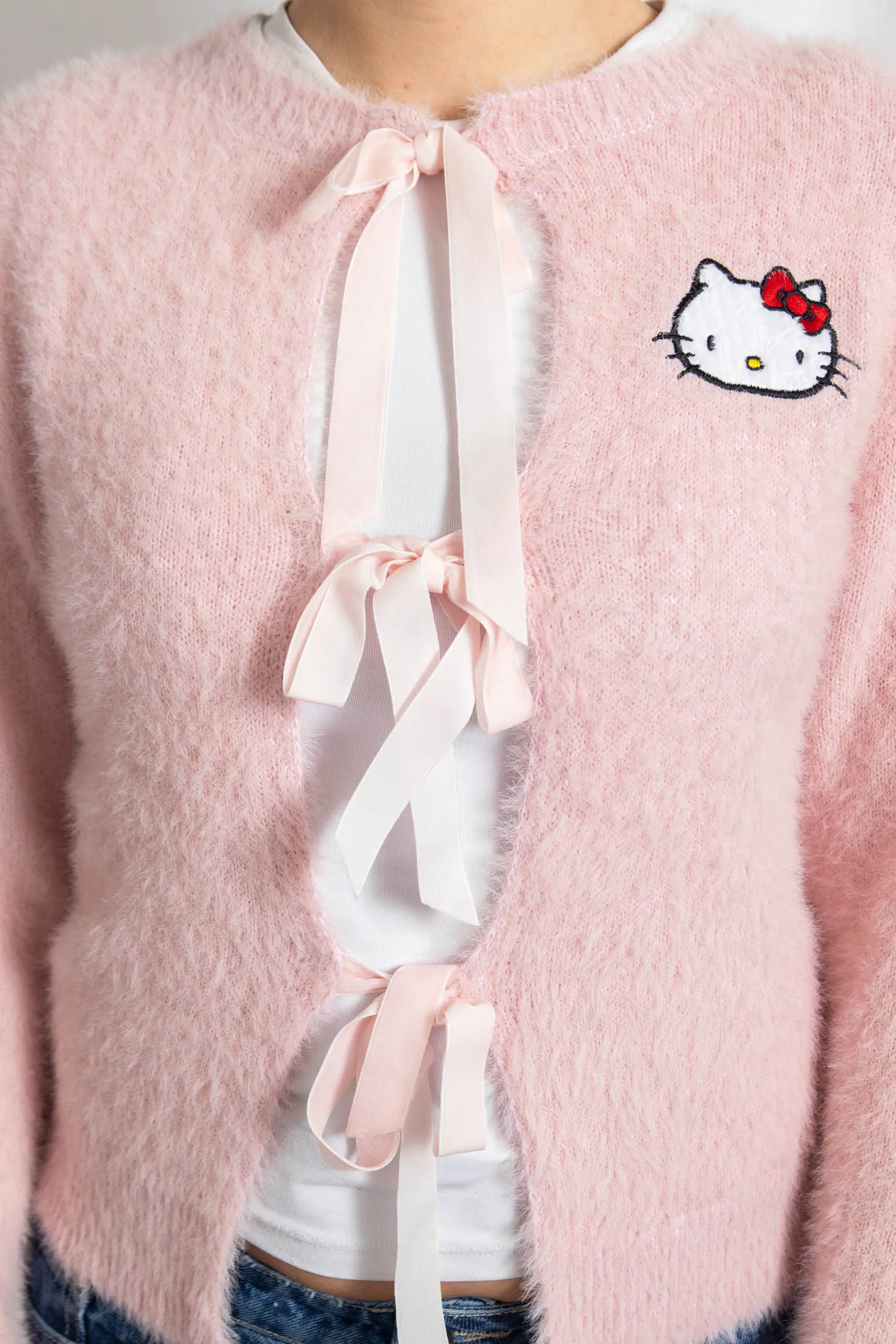 Daisy Street Hello Kitty Fluffy Tie Cardigan