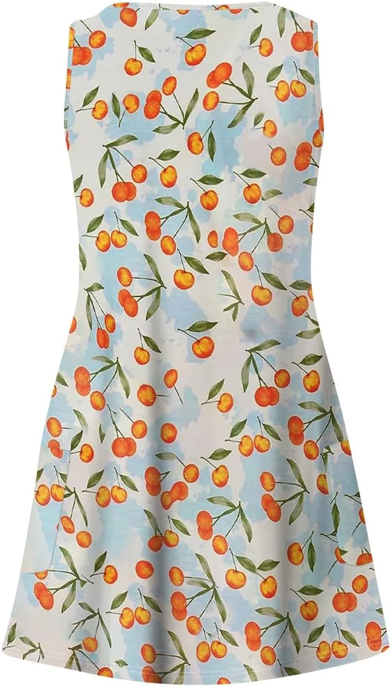 Dresses for Women 2025 Summer Floral Mini Dress V Neck Flowy Dresses Beach Sundress with Pockets