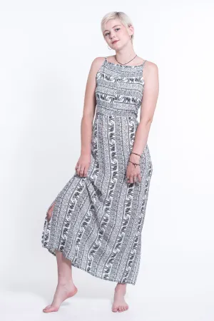 Elephant Paisley Tie Back Maxi Dress in White