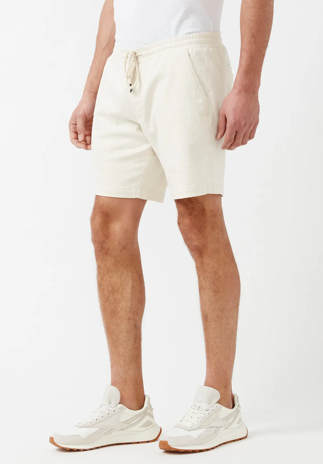 Higgers Cotton Twill Blend White Shorts - BM23934