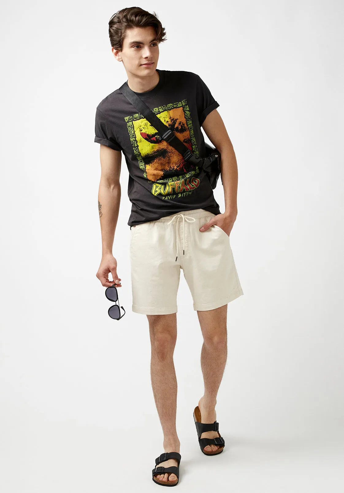 Higgers Cotton Twill Blend White Shorts - BM23934