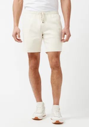 Higgers Cotton Twill Blend White Shorts - BM23934