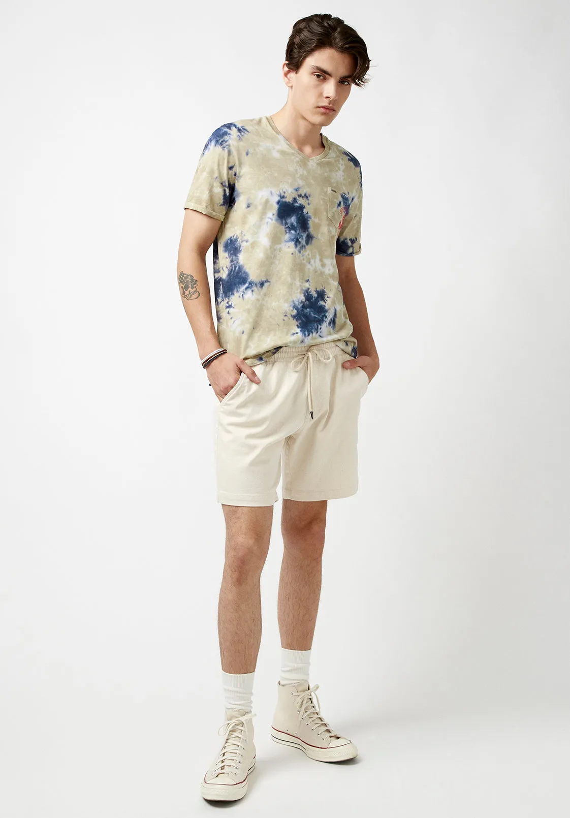 Higgers Cotton Twill Blend White Shorts - BM23934
