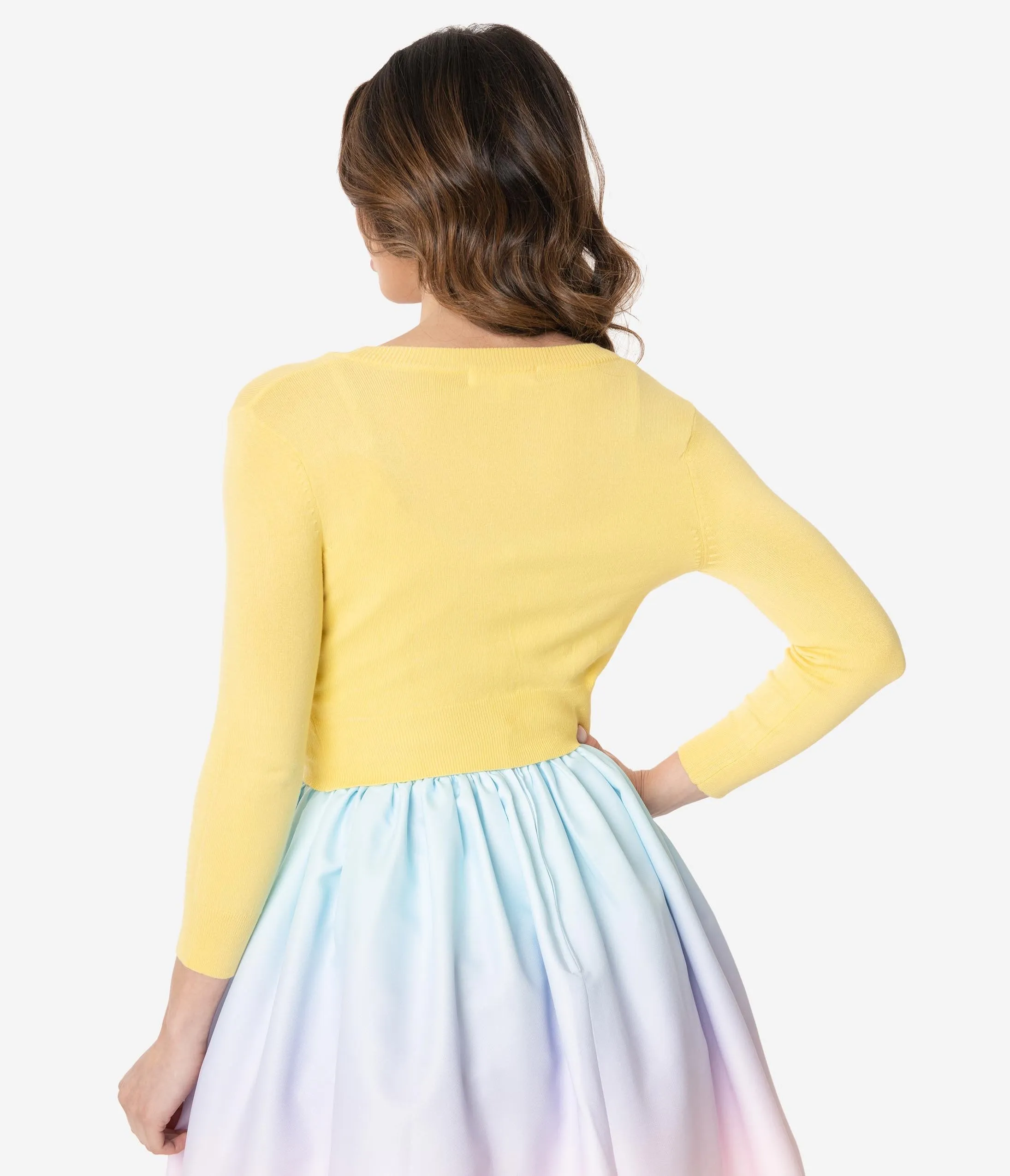Light Yellow Button Up Crop Cardigan