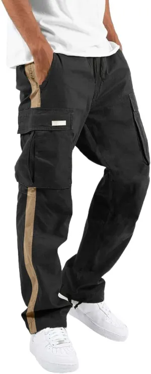 Men's Active Athletic Casual Tricot Color Pants Men's Overalls Drawstring Pants Men's Running Tactical Sweatpants