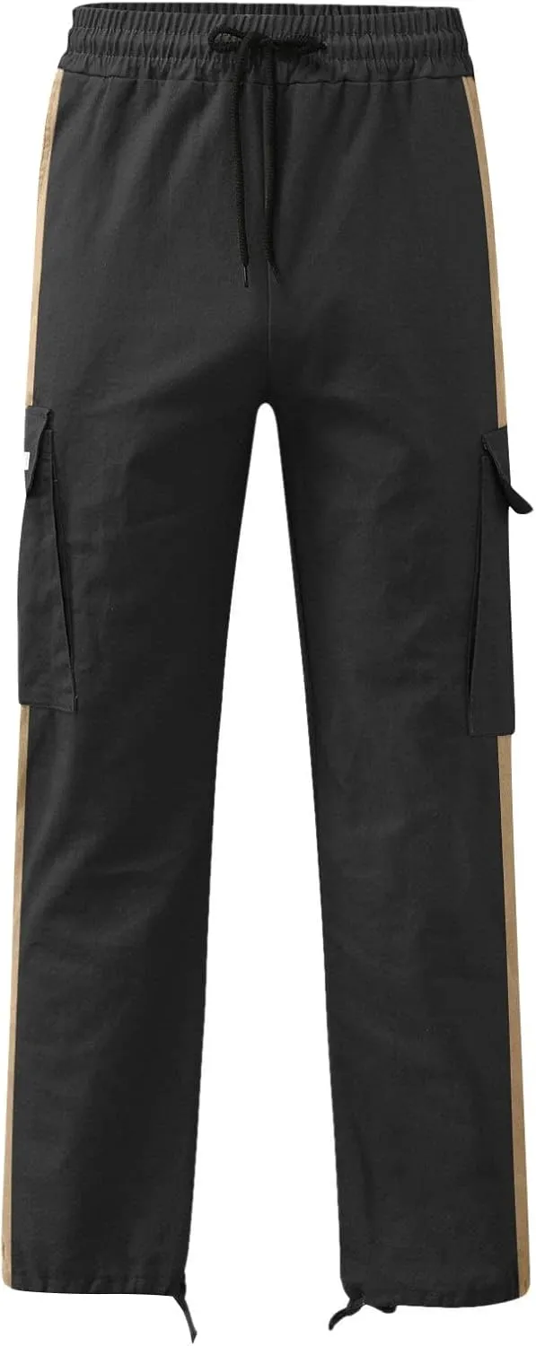 Men's Active Athletic Casual Tricot Color Pants Men's Overalls Drawstring Pants Men's Running Tactical Sweatpants