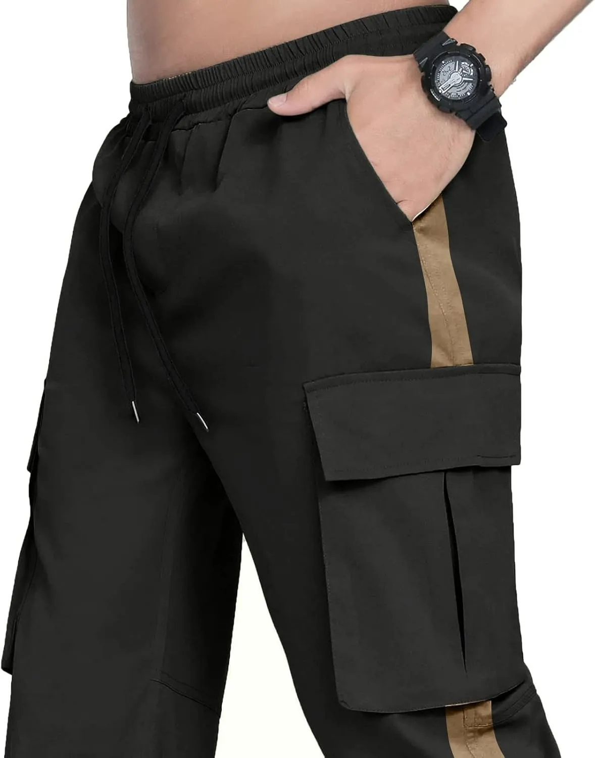 Men's Active Athletic Casual Tricot Color Pants Men's Overalls Drawstring Pants Men's Running Tactical Sweatpants