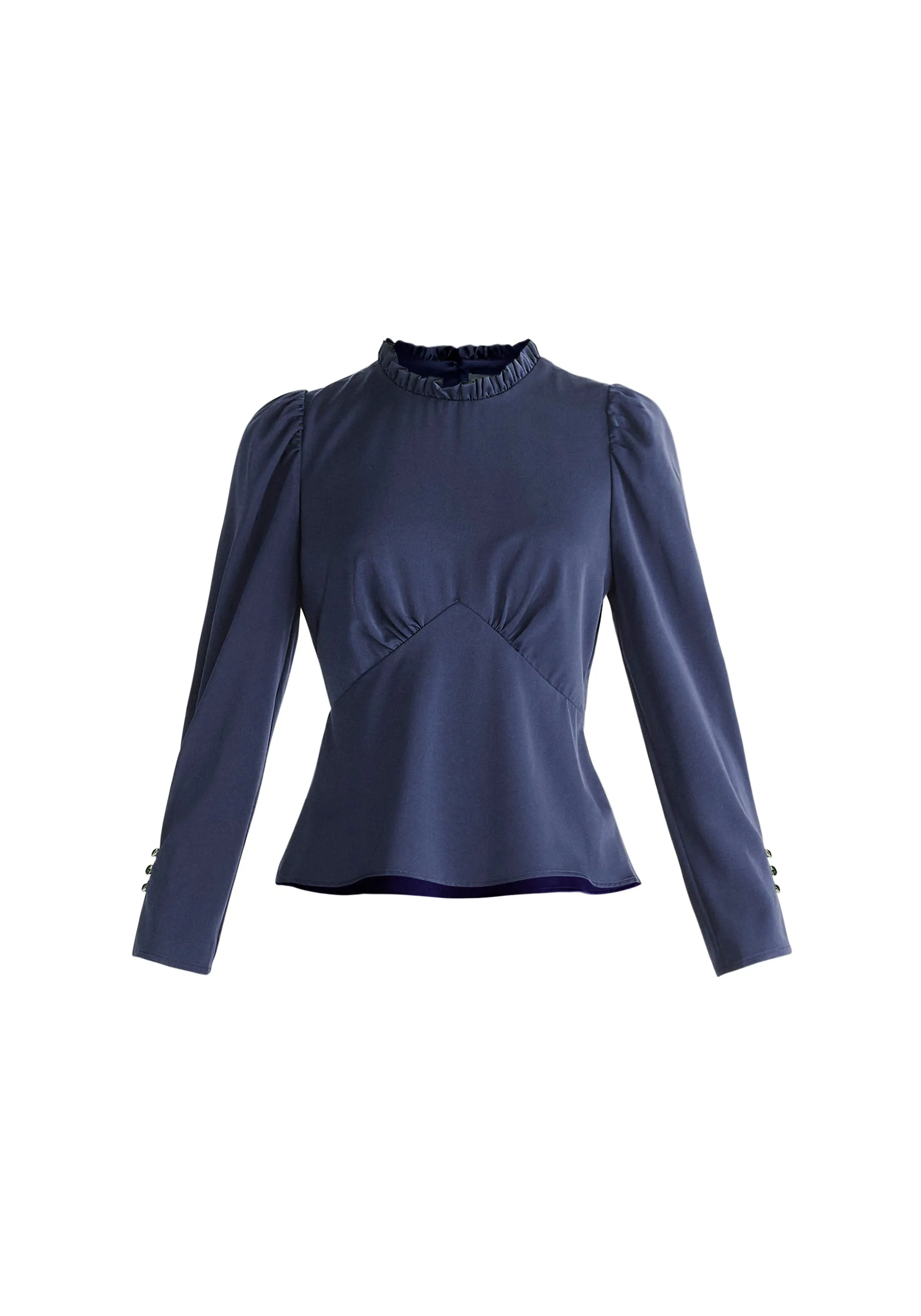 Pleated Collar Satin Blouse