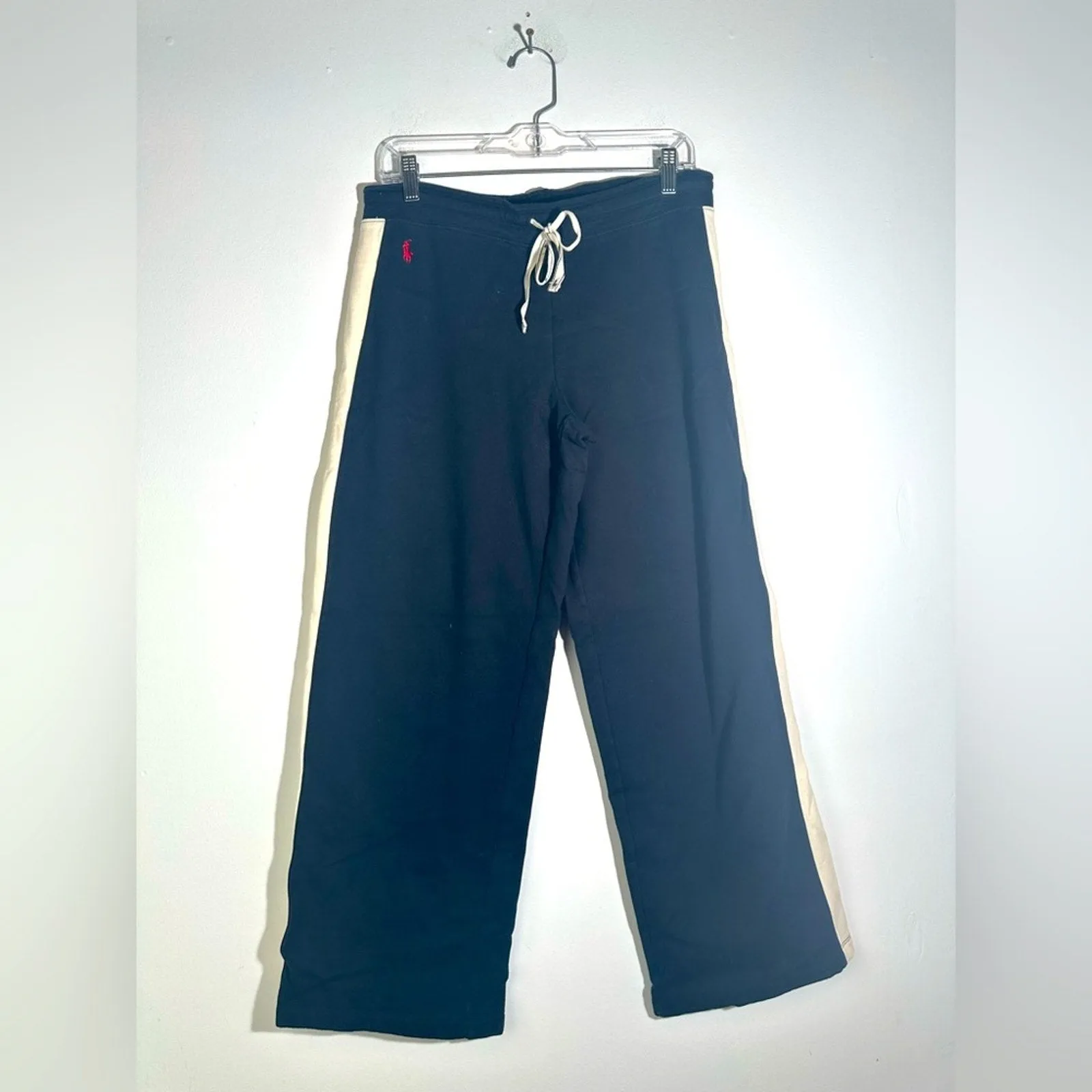 Ralph Lauren Joggers Black Pants with White Stripes