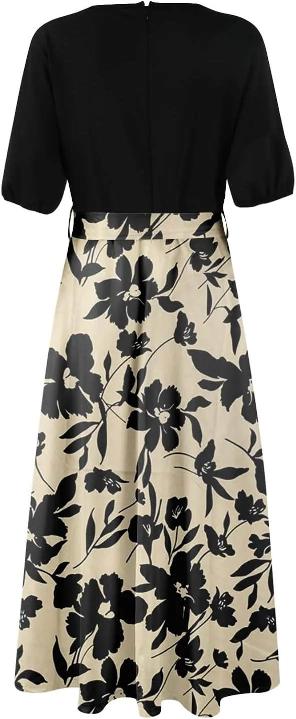 Resort Dresses for Women 2025 Vacation Floral Beach Wedding Guest Maxi Dress High Slit Ruffle Tea Party Midi Dress