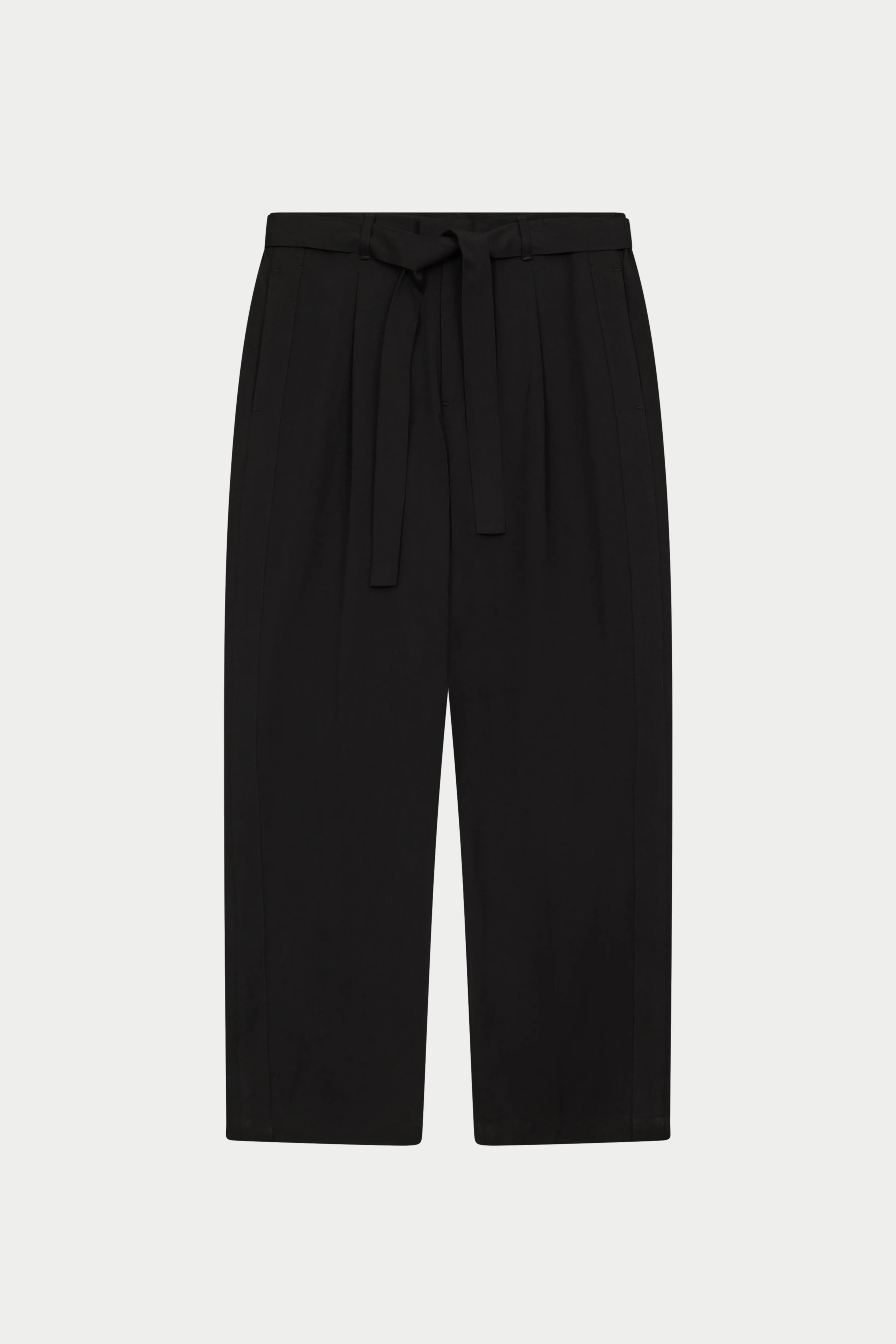 SMART TIE BELTED TROUSERS - BLACK