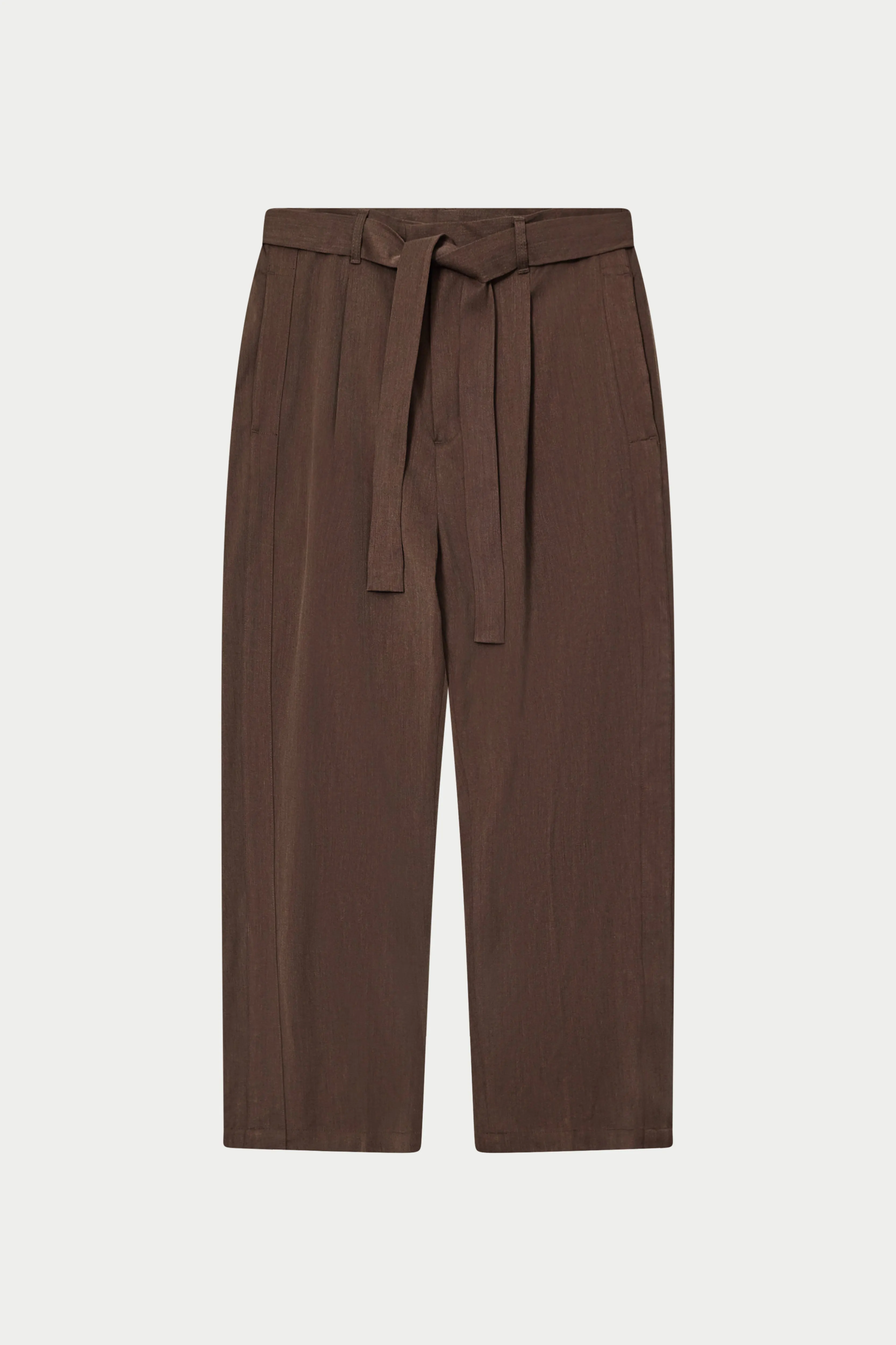 SMART TIE BELTED TROUSERS - BROWN