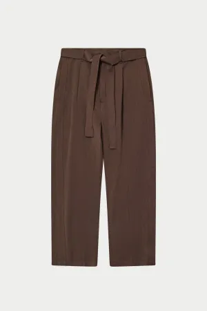 SMART TIE BELTED TROUSERS - BROWN