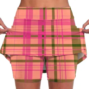 Summer Mini Tennis Skirts Women Plus Size 2024 Tight Skinny Golf Skorts Plaid Print Tummy Control Culottes Shorts Underneath