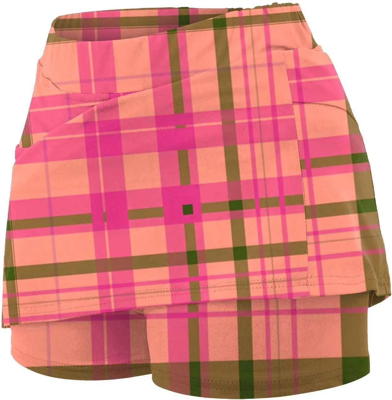 Summer Mini Tennis Skirts Women Plus Size 2024 Tight Skinny Golf Skorts Plaid Print Tummy Control Culottes Shorts Underneath