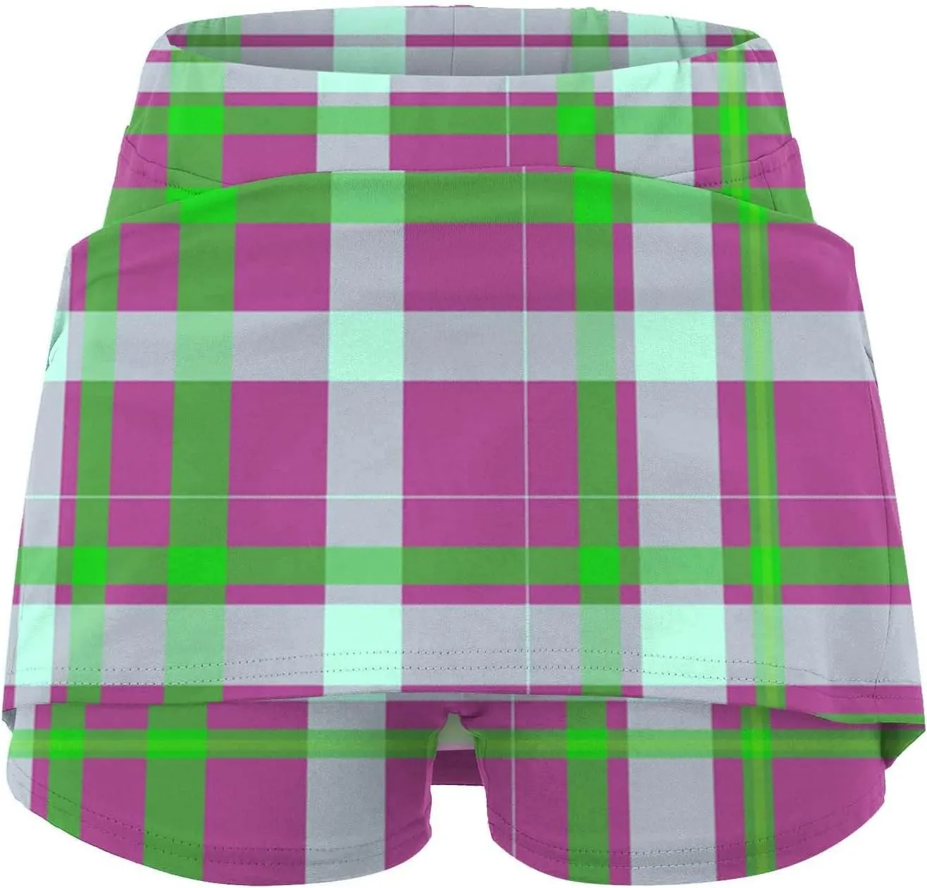 Summer Mini Tennis Skirts Women Plus Size 2024 Tight Skinny Golf Skorts Plaid Print Tummy Control Culottes Shorts Underneath