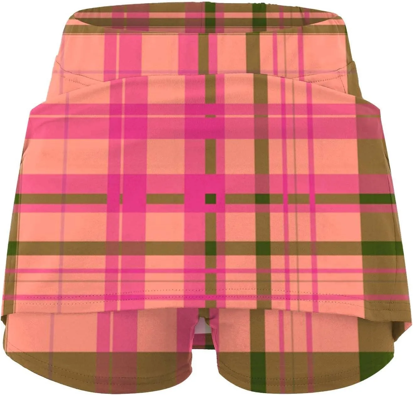 Summer Mini Tennis Skirts Women Plus Size 2024 Tight Skinny Golf Skorts Plaid Print Tummy Control Culottes Shorts Underneath