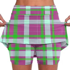 Summer Mini Tennis Skirts Women Plus Size 2024 Tight Skinny Golf Skorts Plaid Print Tummy Control Culottes Shorts Underneath