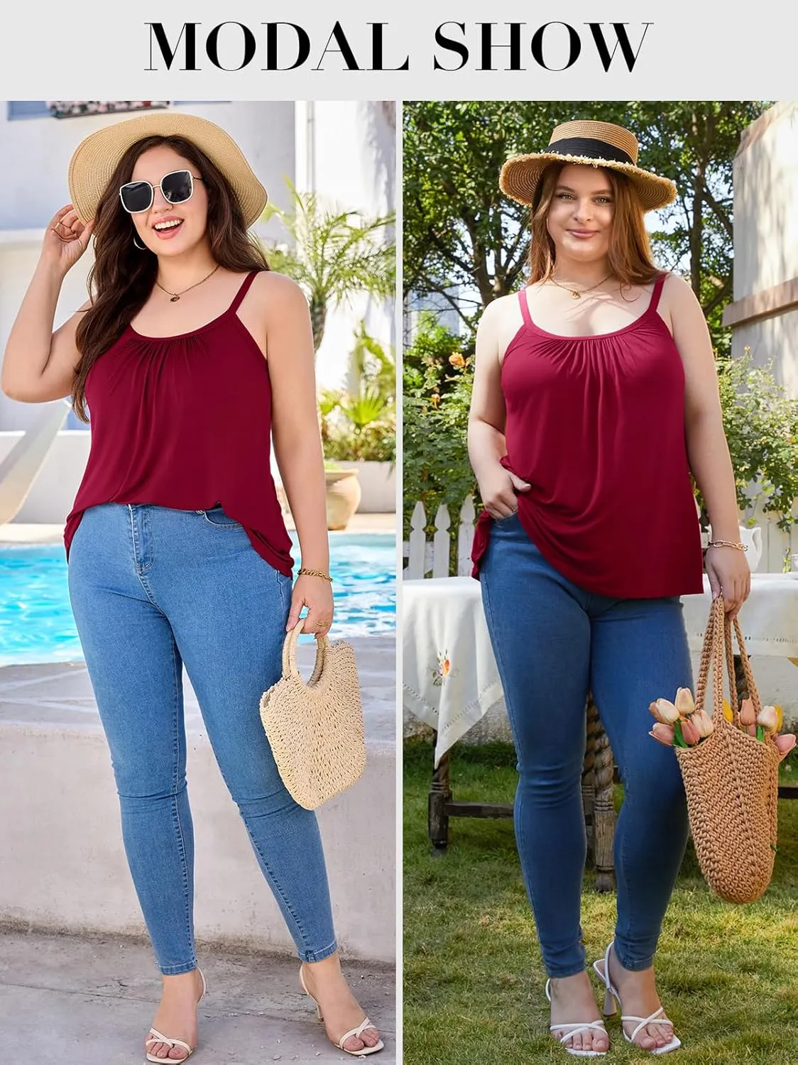 V FOR CITY Women's Plus Size Tank Tops with Built in Bra Adjustable Strap Camisole Summer Loose Cami Shirt 1X-4X