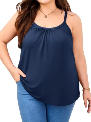 V FOR CITY Women's Plus Size Tank Tops with Built in Bra Adjustable Strap Camisole Summer Loose Cami Shirt 1X-4X