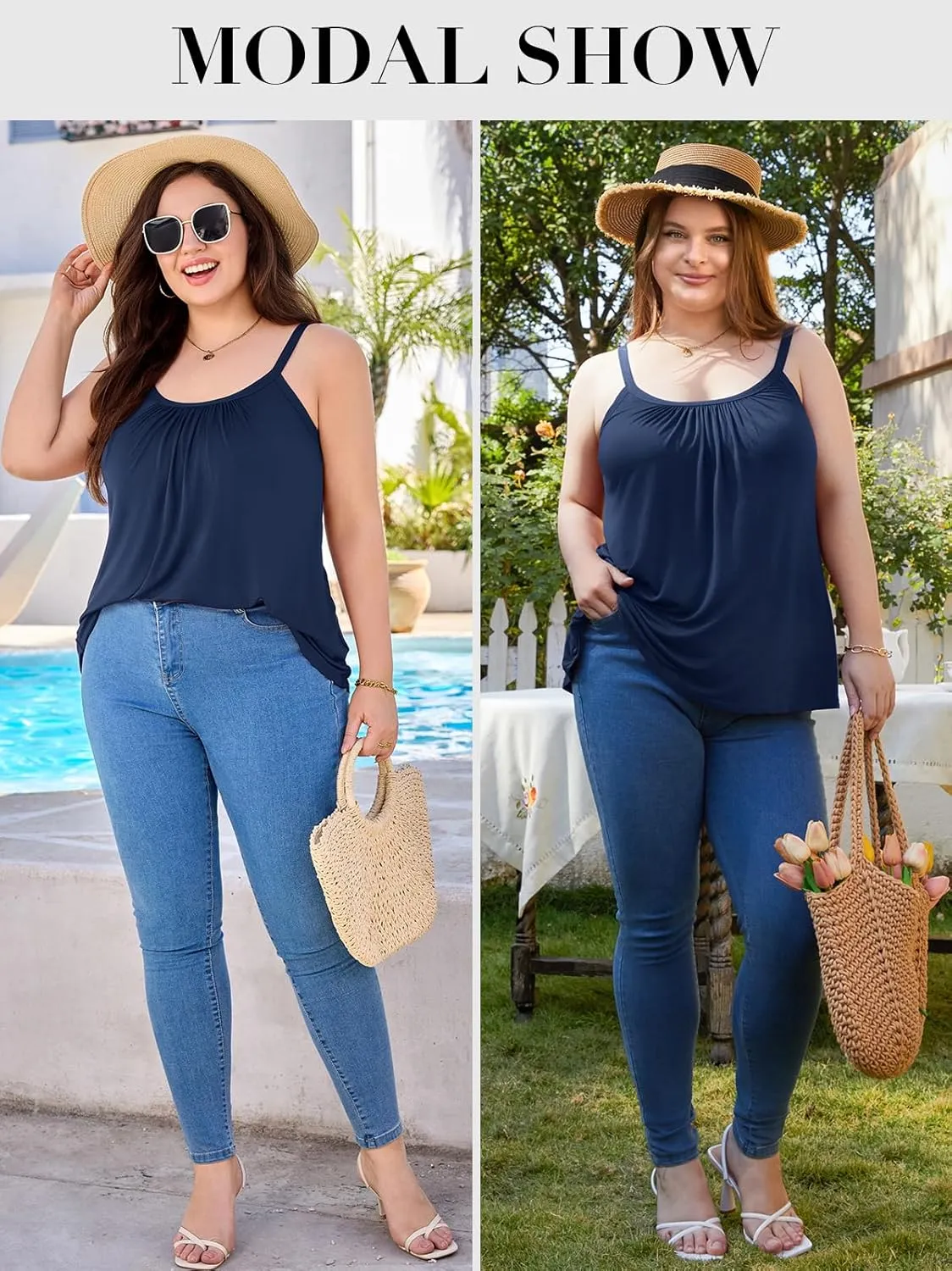 V FOR CITY Women's Plus Size Tank Tops with Built in Bra Adjustable Strap Camisole Summer Loose Cami Shirt 1X-4X