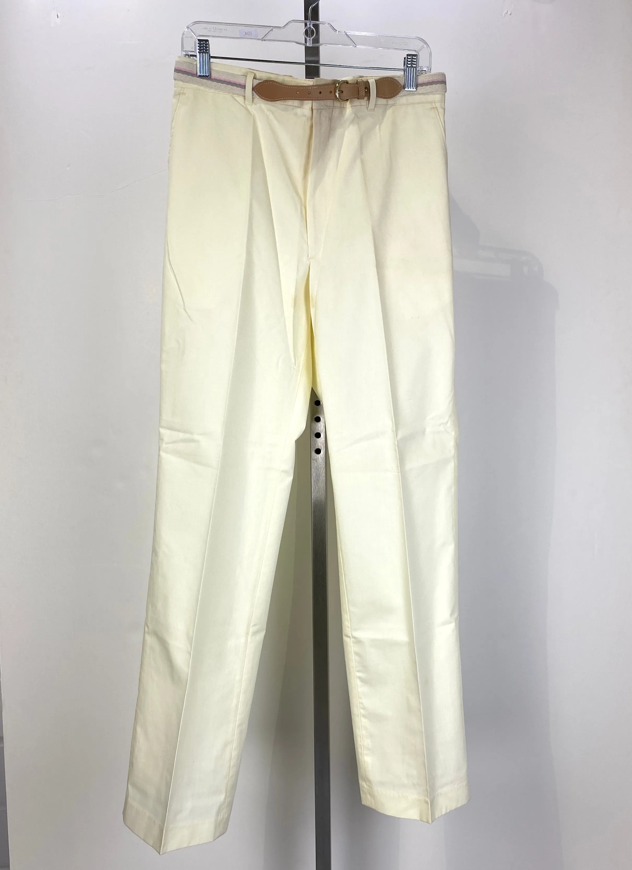 Vintage 1970s Deadstock Men's Yellow Belted Pants, NOS, 32/32