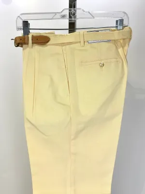 Vintage 1970s Deadstock Men's Yellow Belted Straight Leg Pants, NOS, 32/32