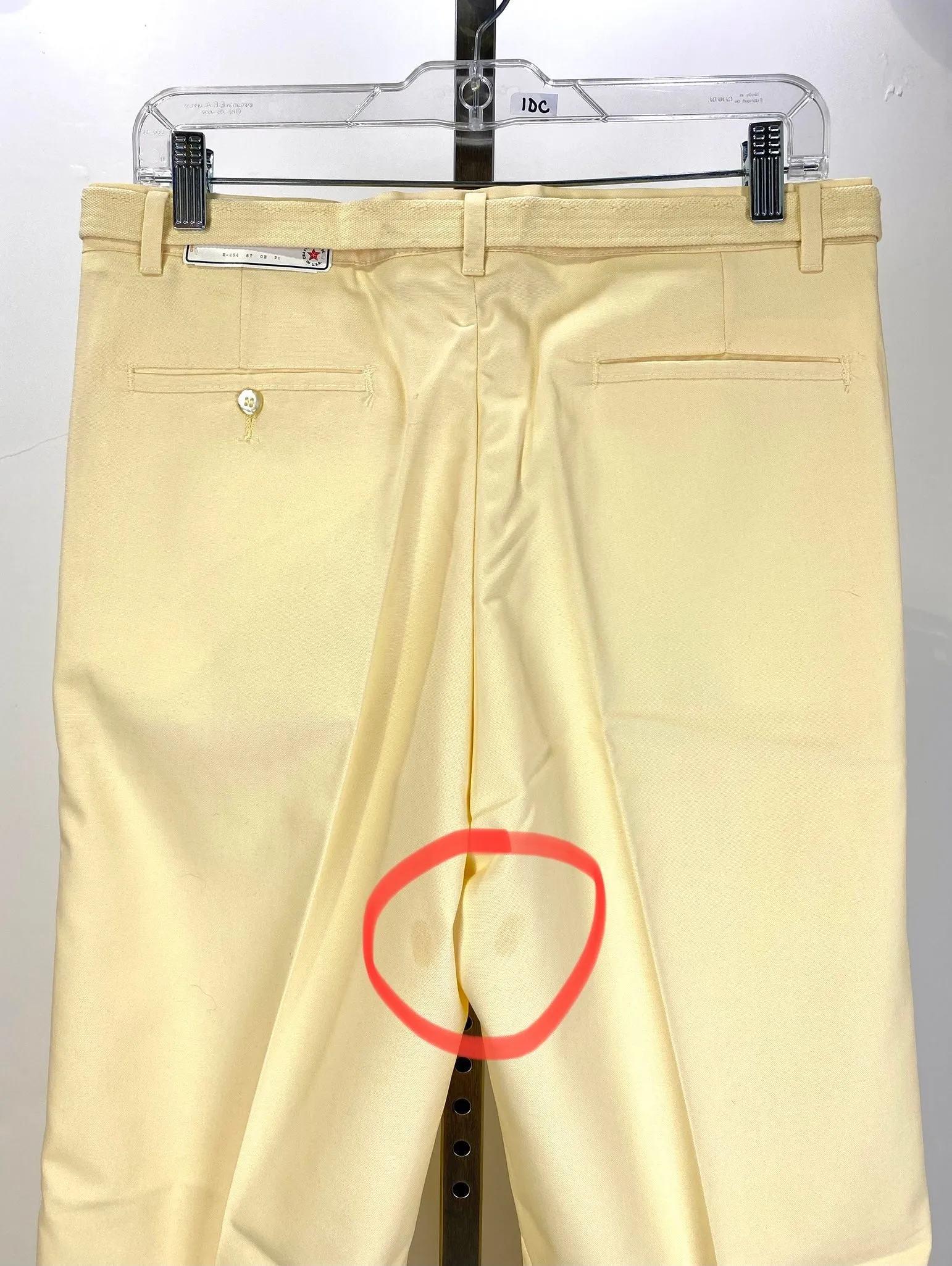 Vintage 1970s Deadstock Men's Yellow Belted Straight Leg Pants, NOS, 32/32