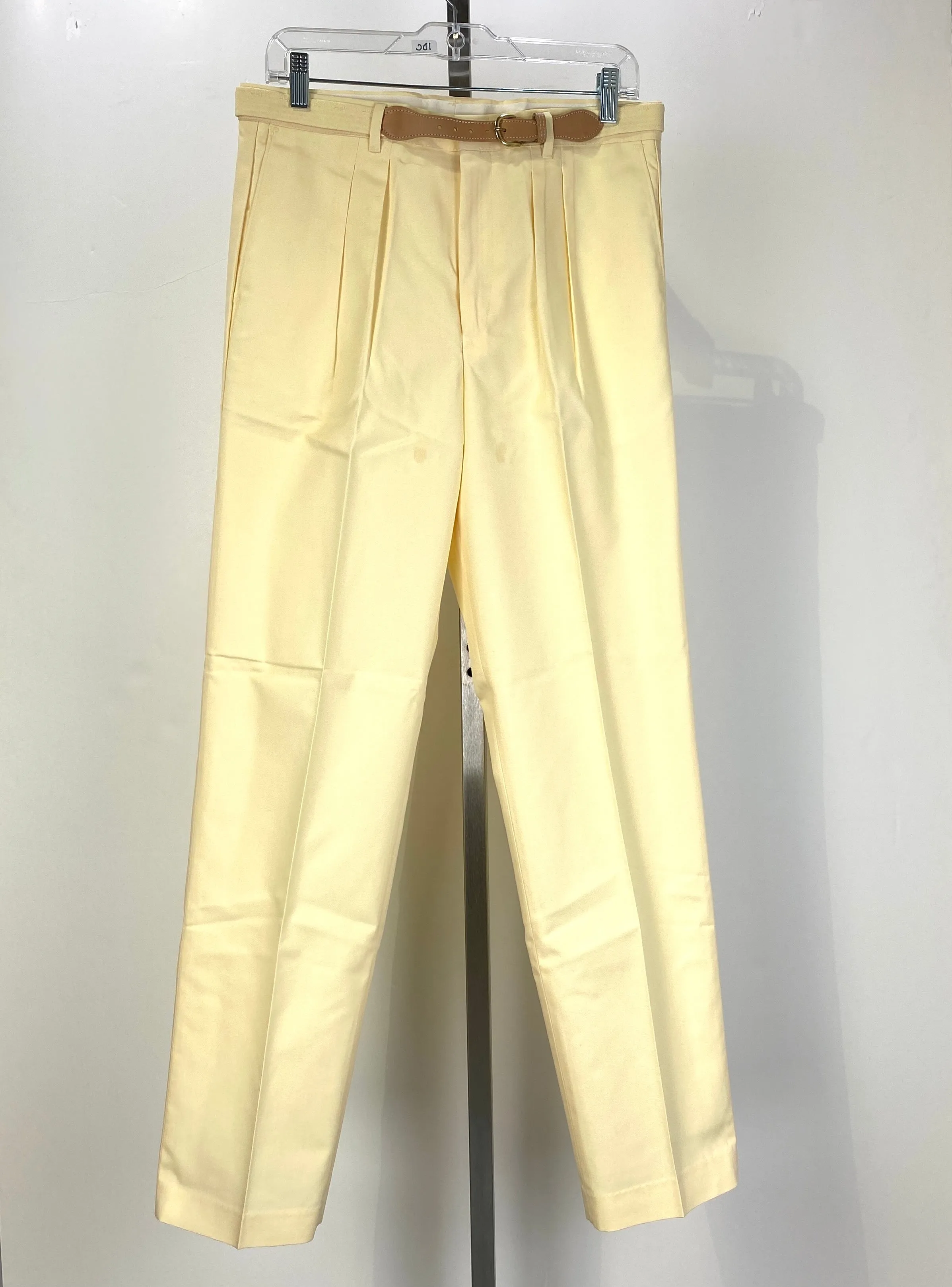 Vintage 1970s Deadstock Men's Yellow Belted Straight Leg Pants, NOS, 32/32
