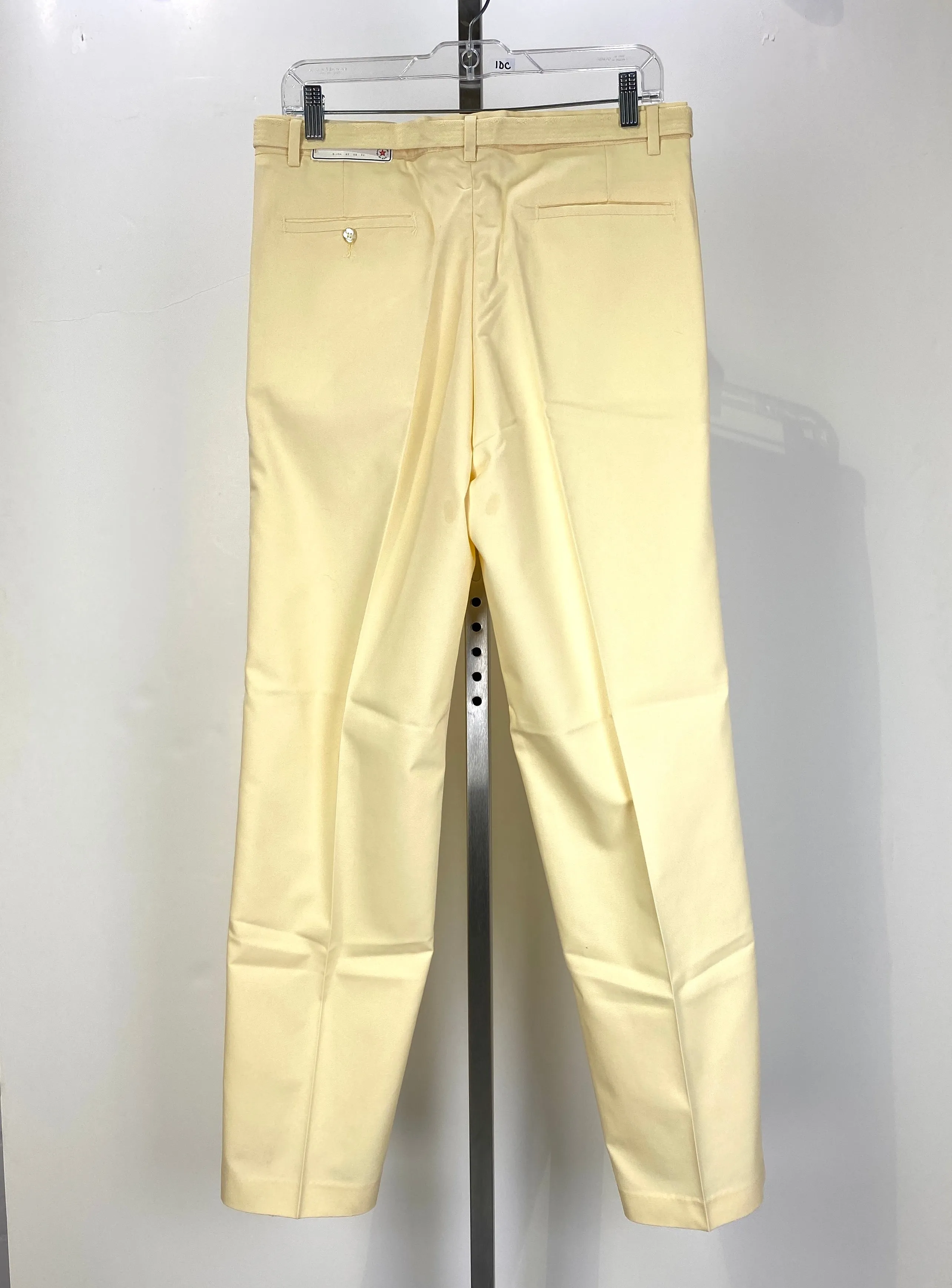 Vintage 1970s Deadstock Men's Yellow Belted Straight Leg Pants, NOS, 32/32