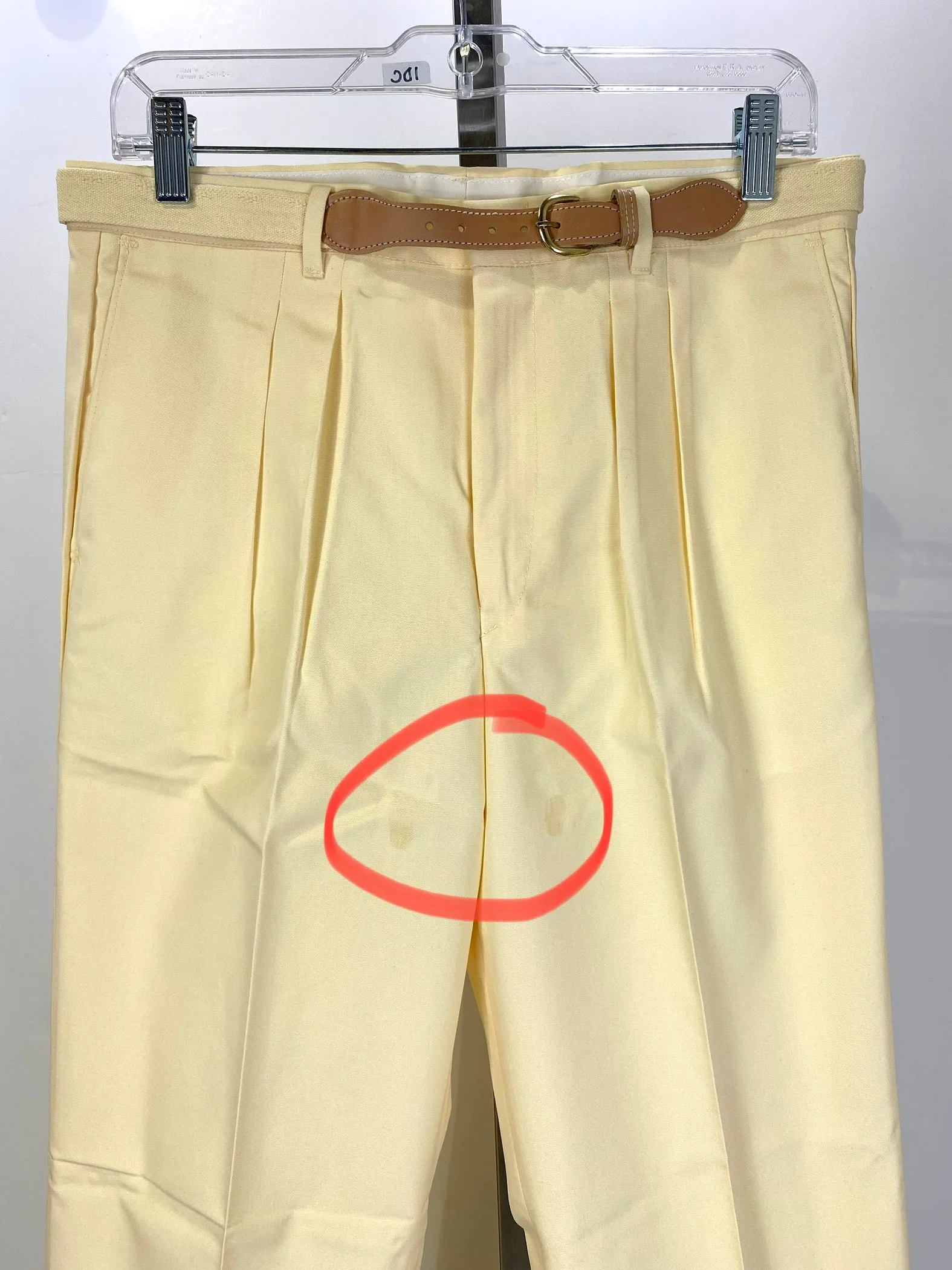 Vintage 1970s Deadstock Men's Yellow Belted Straight Leg Pants, NOS, 32/32