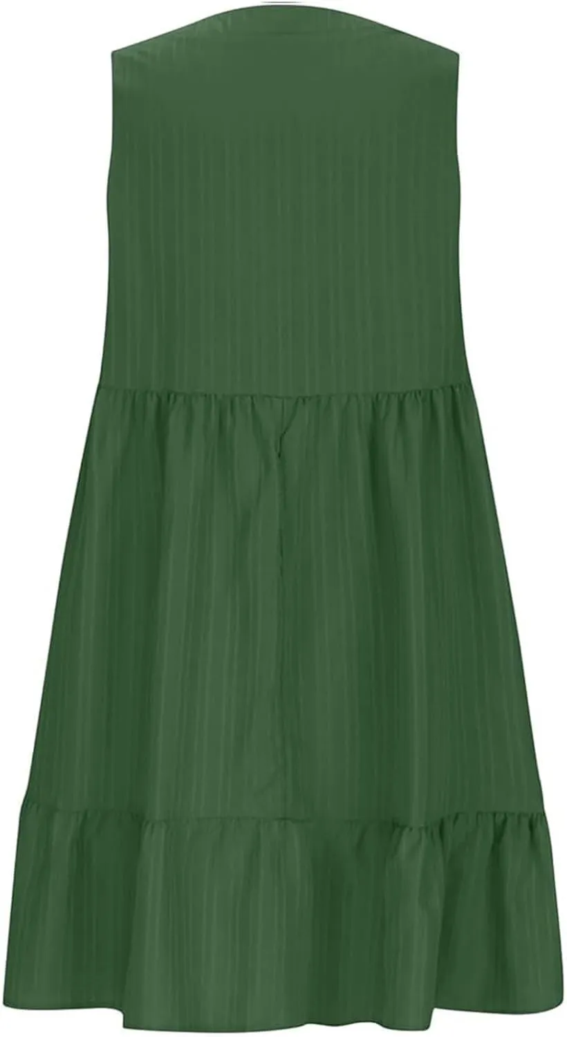 Wedding Guest Dresses for Women Trendy Casual Tunic Dress Sling V Neck Tie Sundress Loose Swing Aline Tank Dresses