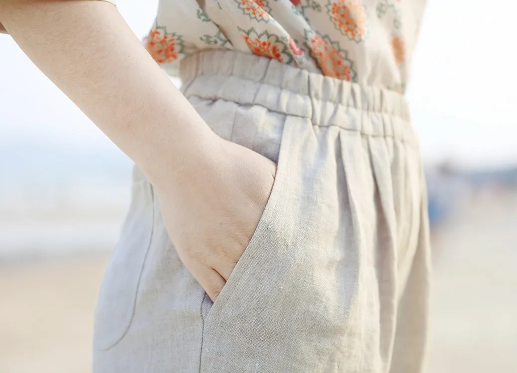 White Linen Summer Autumn Women Casual Pants SMM97231