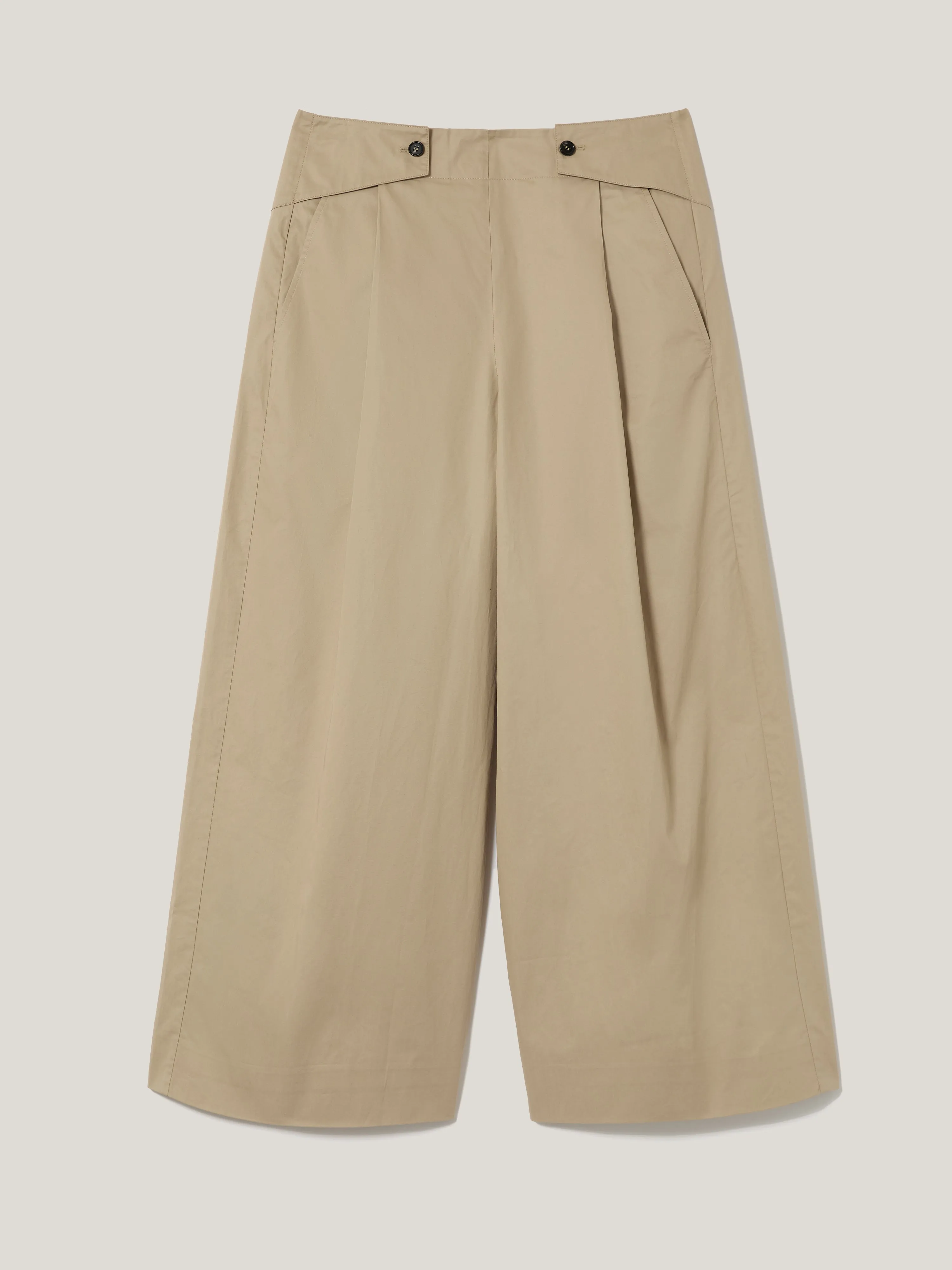 Wide Leg Cotton Trouser | Stone