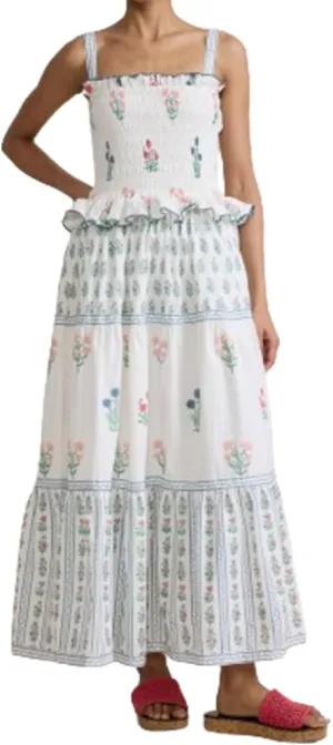Women Boho Floral Maxi Dress Spaghetti Strap Square Neck Smocked Ruffle Long Cami Dress 2024 Summer A-Line Flowy Sundress