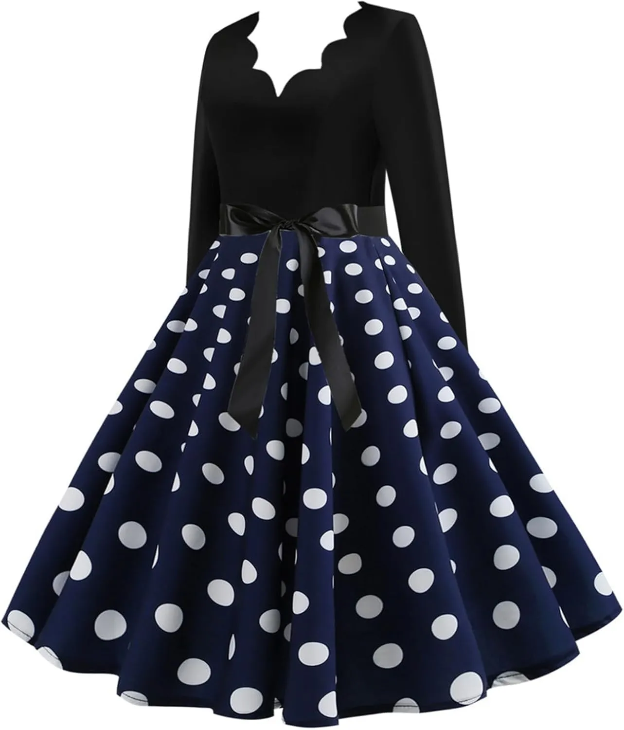 Women Casual Loose Formal Dress Long Sleeved Printed A-Line Midi Dress Plus Size Spring Dresses Church Work Dresses